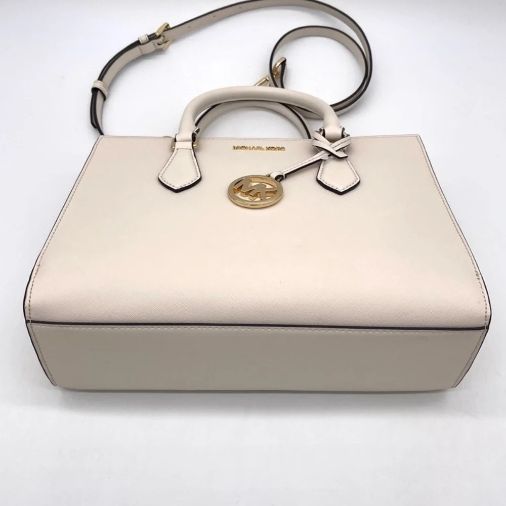Michael Kors Sheila Medium Satchel Crossbody Bag Light Cream